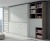 Lit escamotable avec armoire à portes coulissantes et bureau rabattable avec étagères (option)