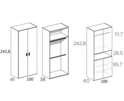 Armoire à 6 portes battantes avec cube ouvert