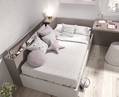Chambre ado avec lit compact, armoire d'angle et bureau
