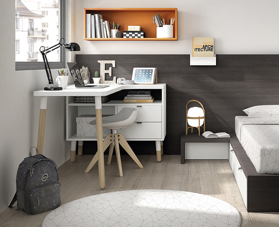 Bureau avec tiroirs ADA en couleur anthracite pour chambre ado