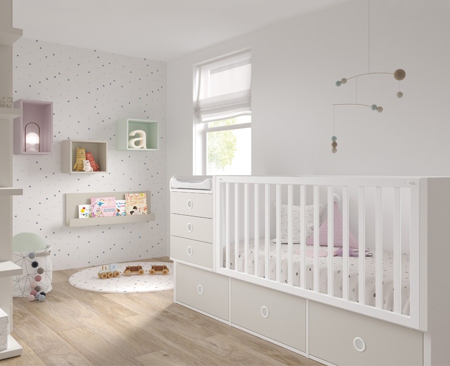Chambre bébé avec lit convertible en chambre enfant, et armoire - UNNIQ  Habitat