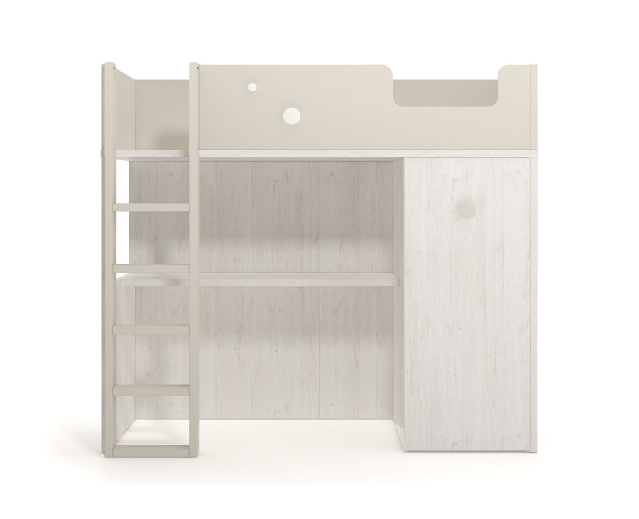 SOON - Ensemble rangement, bureau, armoire d'angle et mezzanine couchage  190x90 cm