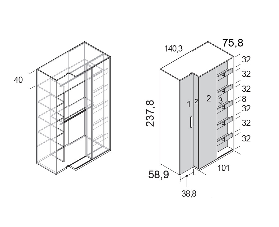 Armoire d'angle avec porte battante - UNNIQ Habitat